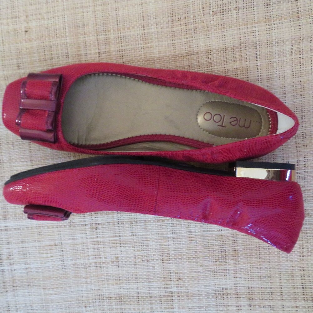 NWOT Red MeToo Leather Flats with a Bow Sz 7.5 - Picture 3 of 11